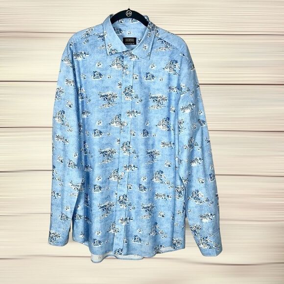 Mirto Spain Button Down Shirt Blue Cotton Nautical Print Size Men’s XXL NWOT - Picture 2 of 15